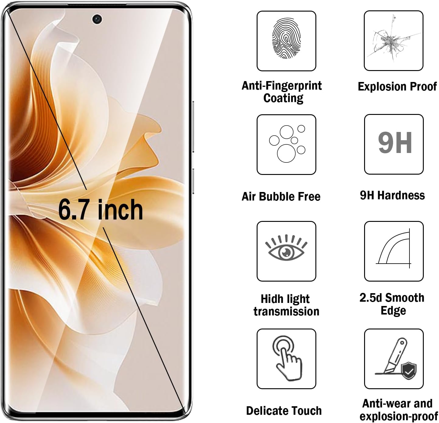 Realme 12 Pro / Realme 12 Pro+ Full Glue Curved Screen Protector-Mobilebies.in