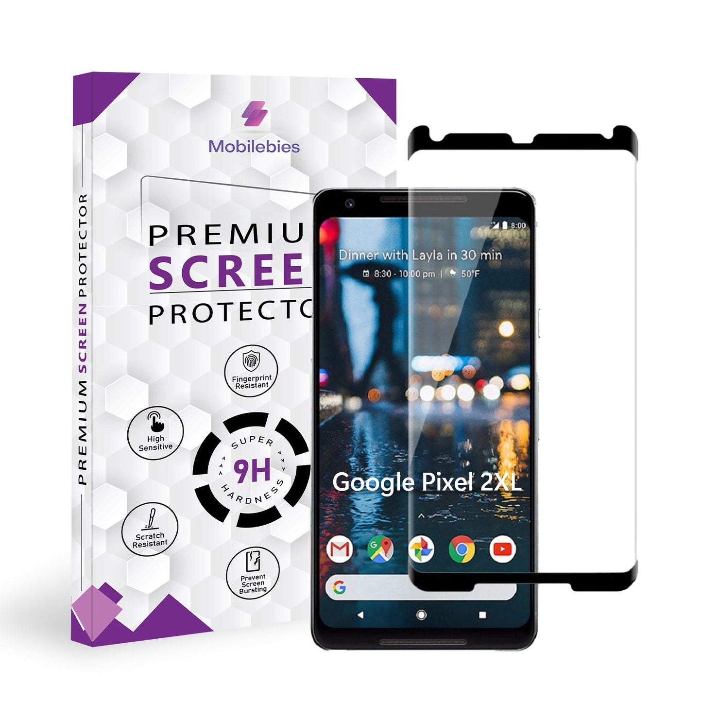 Google Pixel 2XL Full Glue Screen Protector Tempered Glass-Mobilebies.in
