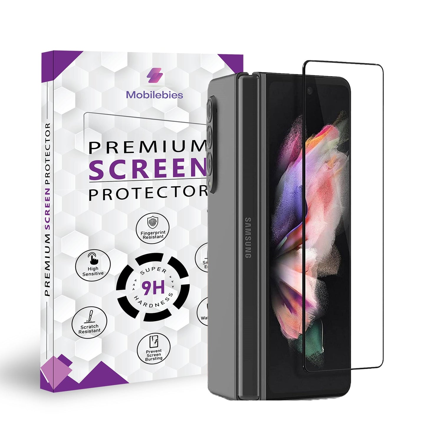 Samsung Z Fold 2 Full Glue Screen Protector Tempered Glass-Mobilebies.in