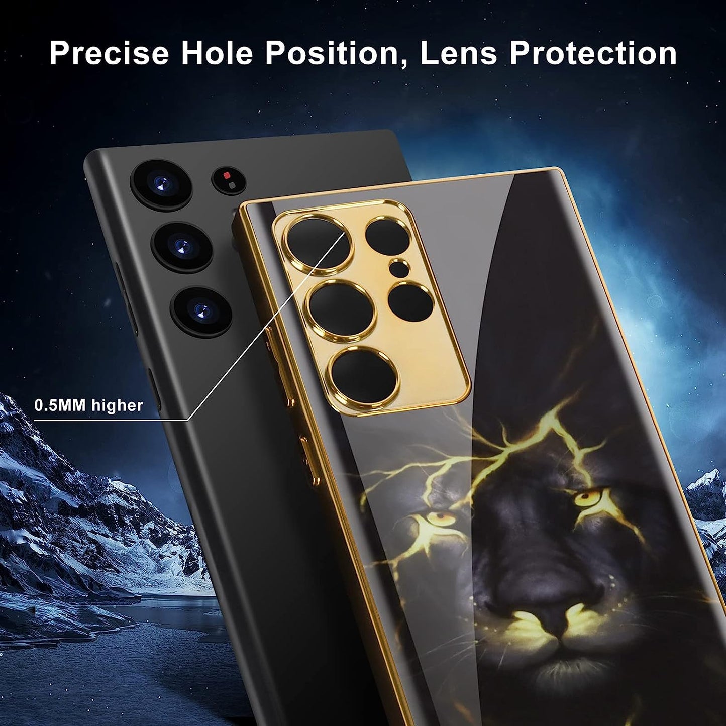 Samsung Galaxy S24 Ultra Electroplating Glass Lion Case - Mobilebies.in