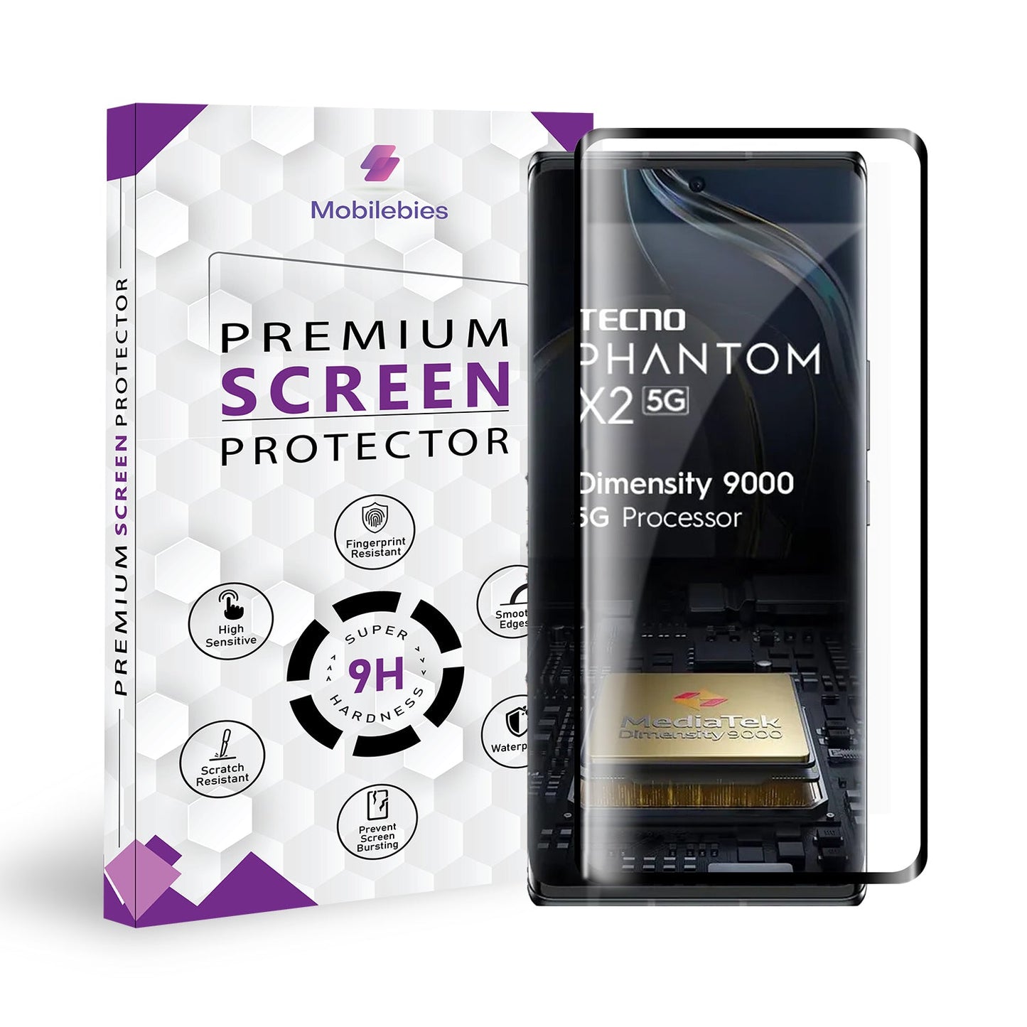 Phantom X2 Full Glue Curved Screen Protector Tempered Glass-Mobilebies.in