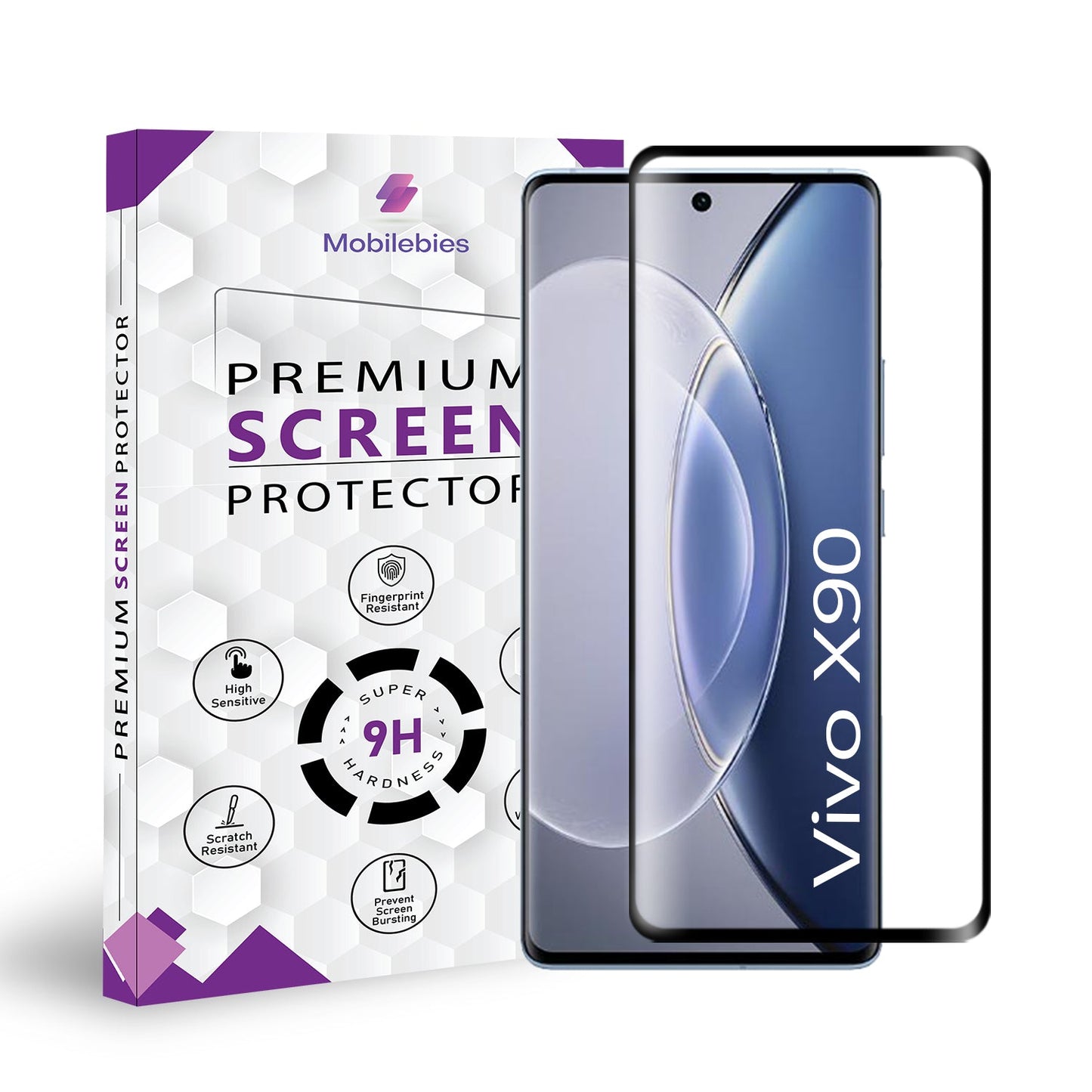 Vivo X90 Full Glue Curved Screen Protector Tempered Glass - Mobilebies.in