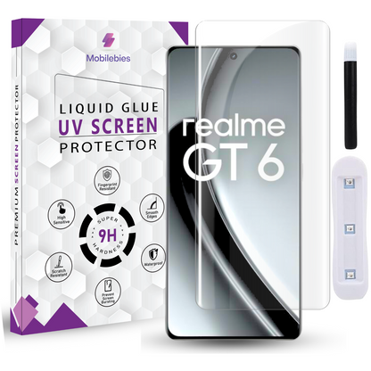 Realme GT 6 Premium HD+ UV Glass Screen Protector - Mobilebies.in