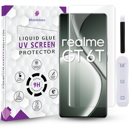 Realme GT 6T Premium HD+ UV Glass Screen Protector - Mobilebies.in